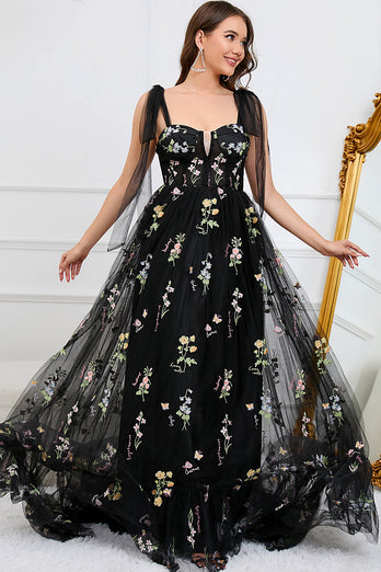 Zapaka Women Lilac Embroidery Corset Long Prom Dress A-Line Formal