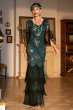 Sheath Black Sequins V Neck Long Choir Dress with Fringes