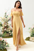Load image into Gallery viewer, A Line Off the Shoulder Yellow Long Bridesmaid Dress