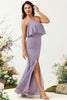 Load image into Gallery viewer, Sheath One Shoulder Purple Bridesmaid Dress with Silt