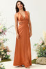Load image into Gallery viewer, Green Halter Sleeveless A Line Bridesmaid Dress