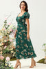 Load image into Gallery viewer, Dark Green Floral Boho Bridesmaid Dress