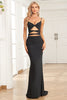 Load image into Gallery viewer, Mermaid Spaghetti Straps Black Prom Dress with Keyhole
