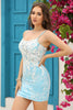 Load image into Gallery viewer, Light Blue Open Back Corset Tight Short Prom Dress