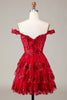 Load image into Gallery viewer, Cute Sparkly Hot Pink A Line Tiered Corset Lace Short Graduation Dress