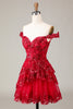 Load image into Gallery viewer, Cute Sparkly Hot Pink A Line Tiered Corset Lace Short Graduation Dress