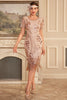 Load image into Gallery viewer, Sparkly Blush Fringed 1920s Flapper Dress