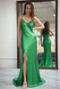 Load image into Gallery viewer, Sparkly Mermaid Spaghetti Straps Green Sequins Long Prom Dress with Split Front