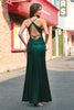 Load image into Gallery viewer, Dark Green Mermaid Spaghetti Straps Long Prom Dress with Open Back