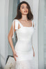 Load image into Gallery viewer, White Bodycon Tiered Graduation Party Dress With Lace