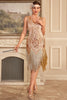 Load image into Gallery viewer, Sparkly Apricot Gatsby 1920s Dress with Sequins and Fringes