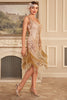 Load image into Gallery viewer, Sparkly Apricot Gatsby 1920s Dress with Sequins and Fringes