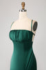 Load image into Gallery viewer, Dark Green Mermaid Spaghetti Straps Satin Prom Dress with Pleated