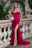 Load image into Gallery viewer, Burgundy Mermaid Spaghetti Straps Long Corset Prom Dress with Slit