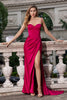 Load image into Gallery viewer, Burgundy Mermaid Spaghetti Straps Corset Long Prom Dress with Slit