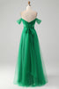 Load image into Gallery viewer, Dark Green A Line Off The Shoulder Corset Long Prom Dress