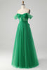 Load image into Gallery viewer, Dark Green A Line Off The Shoulder Corset Long Prom Dress