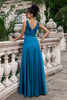 Load image into Gallery viewer, Ink Blue A Line V Neck Keyhole Long Bridesmaid Dress