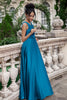 Load image into Gallery viewer, Ink Blue A Line V Neck Keyhole Pleated Long Bridesmaid Dress