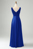 Load image into Gallery viewer, Ink Blue A Line V Neck Keyhole Long Bridesmaid Dress