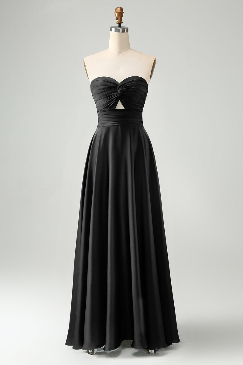 Load image into Gallery viewer, Dark Green A Line Sweetheart Keyhole Long Bridesmaid Dress