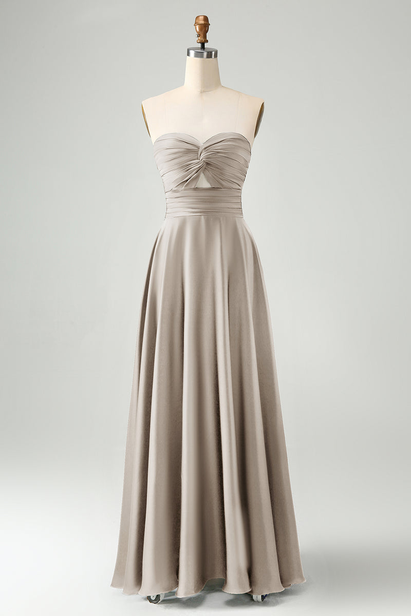 Load image into Gallery viewer, Dark Green A Line Sweetheart Keyhole Long Bridesmaid Dress