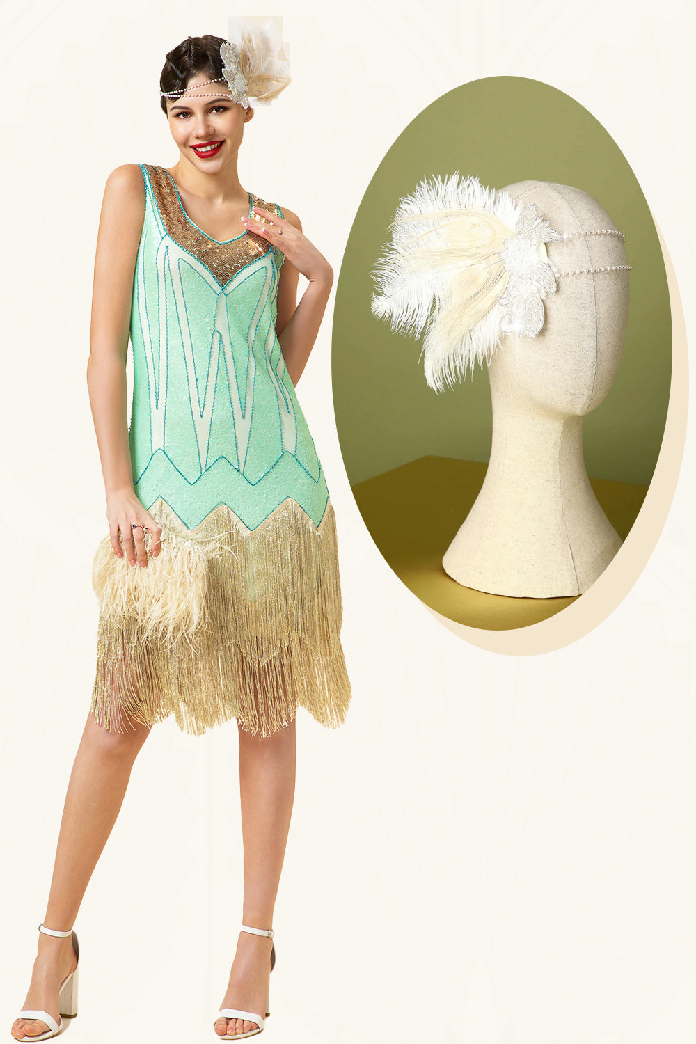 mint green flapper dress 1920s Valerie Flapper Dress in Green