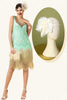 Load image into Gallery viewer, Mint Green Sequined Fringes 1920s Gatsby Flapper Dress with 20s Accessories Set