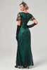 Load image into Gallery viewer, Black Beaded Long Flapper Dress with 1920s Accessories Set