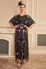 Load image into Gallery viewer, Sparkly Black Flower Oversized Long 1920s Dress with Accessories Set