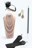Load image into Gallery viewer, Black Sleeveless Sparkly Fringes Flapper Dress with Accessories Set