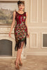 Load image into Gallery viewer, Sparkly Burgundy Sequins Fringe 1920s Flapper Dress with Accessories Set