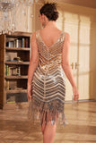 Golden Sparkly Fringes 1920s Dress with Accessories Set
