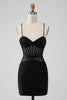 Load image into Gallery viewer, Black Tight Spaghetti Straps Corset Short Graduation Dress with Beading