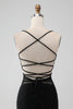 Load image into Gallery viewer, Black Bodycon Spaghetti Straps Corset Graduation Dress with Beading
