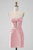 Load image into Gallery viewer, Stylish Fuchsia Bodycon Sweetheart Satin Corset Short Graduation Dress