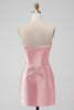 Load image into Gallery viewer, Stylish Fuchsia Bodycon Sweetheart Satin Corset Short Graduation Dress