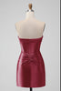 Load image into Gallery viewer, Stylish Fuchsia Bodycon Sweetheart Satin Corset Short Graduation Dress