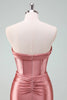 Load image into Gallery viewer, Fuchsia Bodycon Sweetheart Satin Corset Short Graduation Dress