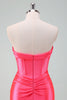 Load image into Gallery viewer, Stylish Fuchsia Bodycon Sweetheart Satin Corset Short Graduation Dress