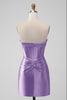Load image into Gallery viewer, Fuchsia Bodycon Sweetheart Satin Corset Short Graduation Dress
