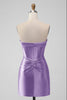 Load image into Gallery viewer, Stylish Fuchsia Bodycon Sweetheart Satin Corset Short Graduation Dress