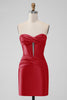 Load image into Gallery viewer, Fuchsia Bodycon Sweetheart Satin Corset Short Graduation Dress
