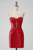 Load image into Gallery viewer, Stylish Fuchsia Bodycon Sweetheart Satin Corset Short Graduation Dress