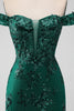 Load image into Gallery viewer, Sparkly Dark Green Off The Shoulder Tight Short Graduation Dress with Sequins