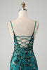 Load image into Gallery viewer, Sparkly Dark Green Beaded Sequins Bodycon Graduation Dress with Lace-up Back