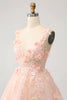 Load image into Gallery viewer, Elegant Blush A Line V Neck Sequins Short Graduation Dress with 3D Flowers