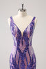 Load image into Gallery viewer, Sparkly Blue Tight V Neck Short Graduation Dress with Sequins