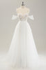 Load image into Gallery viewer, Princess Off The Shoulder Sweep Train Tulle Corset Wedding Dress with Appliques