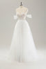 Load image into Gallery viewer, Princess Off The Shoulder Sweep Train Tulle Corset Wedding Dress with Appliques